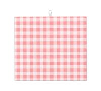 Tappetino scolapiatti quadrato in microfibra con stampa scozzese rosa bianca per bancone della cucina, lavabile in lavatrice, tappetino per scolapiatti super assorbente, 40,6 x 45,7 cm