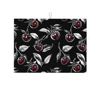 Tappetino Scolapiatti Resistente Al Calore Tappetino Per Asciugatura Cherry Black Background Facili Da Pulire Tappetini Per Lavello Da Cucina Per Cucina Posate Tazza 46X41cm