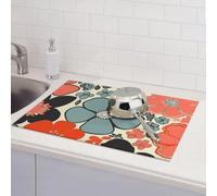 Tappetino scolapiatti retrò floreale per bancone della cucina, assorbente in microfibra, tappetino scolapiatti reversibile, lavabile, 45,7 x 61 cm, per decorare la casa, la cucina, la sala da pranzo