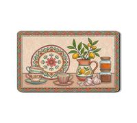 Tappetino scolapiatti retrò floreale per bancone della cucina, tappetino scolapiatti in gomma assorbente colorata, tappetino scolapiatti in pelle sintetica mediterranea estiva 30,5 x 50,8 cm