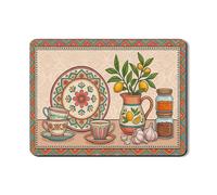 Tappetino scolapiatti retrò floreale per bancone della cucina, tappetino scolapiatti in gomma assorbente colorata, tappetino scolapiatti in pelle sintetica mediterranea estiva 45,7 x 61 cm