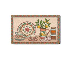 Tappetino scolapiatti retrò floreale per bancone della cucina, tappetino scolapiatti in gomma assorbente colorata, tappetino scolapiatti in pelle sintetica mediterranea estiva 30,5 x 50,8 cm