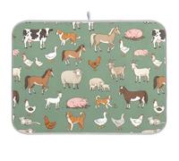 Tappetino scolapiatti reversibile a forma di animale della fattoria, assorbente, per bancone della cucina, 40,6 x 45,7 cm