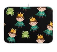 Tappetino scolapiatti reversibile con corona dorata, 45,7 x 61,7 cm, motivo: principe dei cartoni animati