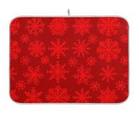 Tappetino scolapiatti reversibile con fiocco di neve rosso, tappetino assorbente per bancone della cucina, 40,6 x 45,7 cm