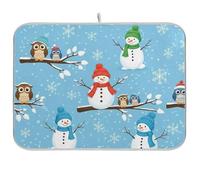 Tappetino scolapiatti reversibile con pupazzi di neve, cappelli e sciarpe, 45,7 x 40,6 cm, tappetino assorbente per piatti