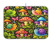 Tappetino scolapiatti reversibile, in microfibra, motivo lumaca, 45,7 x 61 cm