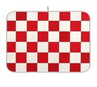 Tappetino scolapiatti riutilizzabile a scacchiera rossa e bianca alla moda 18x24 rettangolare grande scolapiatti stuoie decorativo per la casa essenziale