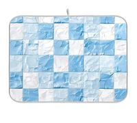 Tappetino scolapiatti riutilizzabile con motivo a scacchi azzurro e bianco, 45,7 x 61 cm, rettangolare, grande, scolapiatti decorativo per la casa