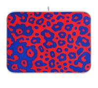 Tappetino scolapiatti riutilizzabile con stampa leopardata blu e rossa 45,7 x 61 cm rettangolare grande stuoie per asciugare piatti decorativi per la casa essenziali