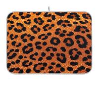 Tappetino scolapiatti riutilizzabile con stampa leopardata con glitter finti arancioni 45,7 x 61 cm rettangolare grande scolapiatti da cucina decorativo per la casa essenziale