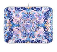 Tappetino scolapiatti riutilizzabile in stile bohémien, motivo floreale, 45,7 x 61 cm, rettangolare, grande scolapiatti decorativo, decorazione per la casa essenziale