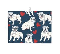 Tappetino Scolapiatti Riutilizzabile Tappetino Assorbente English Bulldog With Hearts Resistente Al Calore Tappetini Per Lavello Da Cucina Per Piano Di Lavoro Tazza Vetro 46X41cm