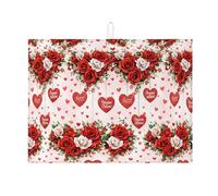 Tappetino scolapiatti romantico floreale per bancone della cucina, tappetino assorbente scolapiatti con rosa rossa, tappetino in microfibra vintage per bancone della cucina, decorazione per la casa