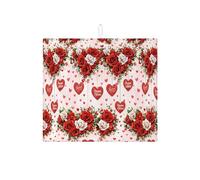 Tappetino scolapiatti romantico floreale per bancone della cucina, tappetino assorbente scolapiatti con rosa rossa, tappetino in microfibra vintage per bancone della cucina, decorazione per la casa