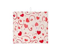 Tappetino scolapiatti romantico per bancone della cucina, tappetino assorbente vintage rosso a spirale per scolapiatti per San Valentino in microfibra per bancone della cucina, 40,6 x 45,7 cm