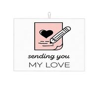 Tappetino scolapiatti rosa con griglia, motivo: coppia di innamorati, cuore, tappetino da bar, divertente, cucina, grande, 18 x 24 pollici