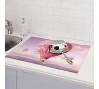 Tappetino scolapiatti rosa con mongolfiera, per bancone della cucina, assorbente in microfibra, reversibile, lavabile, 45,7 x 61,7 cm, per decorare la casa, la cucina, la sala da pranzo, l'ufficio