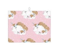Tappetino scolapiatti rosa per bancone da cucina, motivo geometrico a pois, stile nordico, grande, 18 x 24 pollici