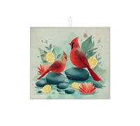 Tappetino scolapiatti rosso cardinale per bancone della cucina, vibrante arte naturale assorbente scolapiatti tappetino scolapiatti tappetino in microfibra ecologica primaverile per bancone della