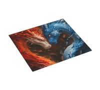 Tappetino scolapiatti rosso e blu Fire Dragon F, 40,6 x 45,7 cm, assorbente per bancone della cucina, tappetino scolapiatti natalizio con anello per appendere