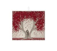 Tappetino scolapiatti rosso floreale per bancone della cucina, design vintage Love assorbente, tappetino scolapiatti in microfibra autunnale per protezione bar 40,6 x 45,7 cm