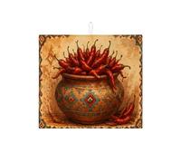 Tappetino scolapiatti rosso peperoncino per bancone della cucina, tappetino assorbente rustico sud-occidentale, tappetino in microfibra per asciugatura autunnale per bar, 40,6 x 45,7 cm
