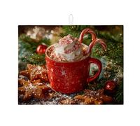 Tappetino scolapiatti rosso per bancone della cucina, motivo pan di zenzero, assorbente, tappetino scolapiatti invernale, in microfibra, protezione per bar, 45 x 61 cm