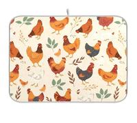 Tappetino scolapiatti rustico a forma di pollo, assorbente in microfibra, per bancone della cucina, misura media, 45,7 x 61 cm