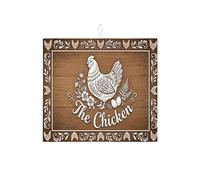 Tappetino scolapiatti rustico a forma di pollo per bancone della cucina, bianco floreale, assorbente, tappetino scolapiatti vintage in microfibra per la decorazione della casa, 40,6 x 45,7 cm