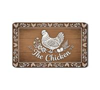 Tappetino scolapiatti rustico a forma di pollo per bancone della cucina, in gomma assorbente con motivo floreale, colore marrone, tappetino scolapiatti in stile fattoria, per proteggere bar, 30,5 x