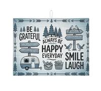 Tappetino scolapiatti rustico blu per bancone della cucina, tappetino scolapiatti assorbente vintage da campeggio e foresta, tappetino scolapiatti in microfibra per uso quotidiano per bar, 45,7 x 61