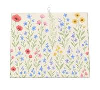 Tappetino scolapiatti rustico colorato con fiori di campo per il bancone della cucina, tappetini scolapiatti in microfibra con motivo floreale ad acquerello, assorbente, ad asciugatura rapida, indi