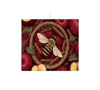 Tappetino scolapiatti rustico con api per bancone della cucina, tappetino assorbente vintage per scolapiatti con frutta rossa, tappetino scolapiatti in microfibra autunnale per bancone della cucina