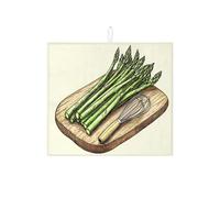 Tappetino scolapiatti rustico con asparagi, tappetino assorbente vintage verde in microfibra, tappetino scolapiatti medievale per bancone della cucina, 40,6 x 45,7 cm