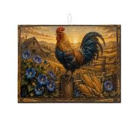 Tappetino scolapiatti rustico con gallo, per bancone della cucina, tappetino assorbente per scolapiatti floreale, tappetino in microfibra per proteggere il bancone della cucina, 45,7 x 61 cm