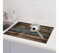 Tappetino scolapiatti rustico in legno antico per bancone della cucina, assorbente in microfibra, reversibile, lavabile, scolapiatti 45,7 x 61,7 cm, per decorare la casa, la cucina, la sala da pranzo