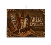 Tappetino scolapiatti rustico in piuma per bancone della cucina, tappetino assorbente vintage marrone, tappetino scolapiatti in microfibra per proteggere bar, 45,7 x 61 cm