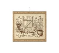 Tappetino scolapiatti rustico per bancone della cucina, stampa di pollo marrone vintage, assorbente, tappetino scolapiatti in microfibra stile country, protezione 40,6 x 45,7 cm