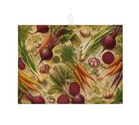 Tappetino scolapiatti rustico per bancone della cucina, tappetino assorbente colorato per barbabietole e carote, tappetino in microfibra stile fattoria per protezione bancone della cucina, 45,7 x 61