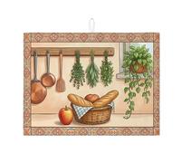 Tappetino scolapiatti rustico per bancone della cucina, tappetino assorbente vintage arancione, tappetino scolapiatti in microfibra autunnale per protezione bar 45,7 x 61 cm