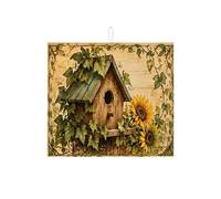 Tappetino scolapiatti rustico per bancone della cucina, tappetino assorbente vintage per scolapiatti con girasole per primavera estate in microfibra 40,6 x 45,7 cm