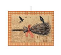 Tappetino scolapiatti rustico per bancone della cucina, tappetino assorbente vintage per scopa e uccelli, tappetino scolapiatti in microfibra autunnale per proteggere bar, 45,7 x 61 cm