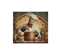 Tappetino scolapiatti rustico per bancone della cucina, tappetino scolapiatti assorbente vintage, tappetino scolapiatti in microfibra medievale per bar, 40,6 x 45,7 cm