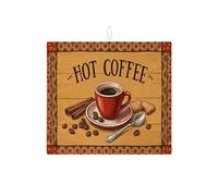 Tappetino scolapiatti rustico rosso per cucina, in chicchi di caffè vintage, tappetino assorbente in microfibra autunnale per protezione da bar, 40,6 x 45,7 cm