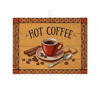 Tappetino scolapiatti rustico rosso per cucina, in chicchi di caffè vintage, tappetino assorbente in microfibra autunnale per proteggere bar, 45,7 x 61 cm