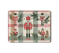 Tappetino scolapiatti schiaccianoci per bancone della cucina, tappetino scolapiatti in gomma assorbente, motivo scozzese rosso e verde, tappetino scolapiatti in pelle PU per bar, 45 x 61 cm