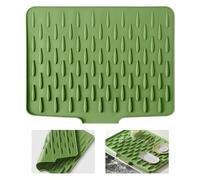 Tappetino Scolapiatti Silicone Con Scolo, 36x28cm Verde, Antiscivolo Tappeto Scolapiatti Cucina, Resistente al Calore Con Efficace Deviazione, per Lavelli da Cucina, Piani di Lavoro da Bagno