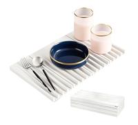 Tappetino Scolapiatti Silicone, Tappeto Scolapiatti Cucina Pieghevole, Resistente al Calore e Antiscivolo, Progettazione efficace del drenaggio, Senza BPA, 40 X 25 cm (Bianco)