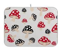 Tappetino scolapiatti stilizzato rosso nero funghi per bancone della cucina, tappetino assorbente per scolapiatti per bancone della cucina, decorazione per la casa, 45,7 x 61 cm
